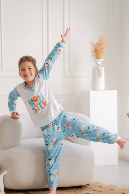 Niño Manga Larga Azul Monster