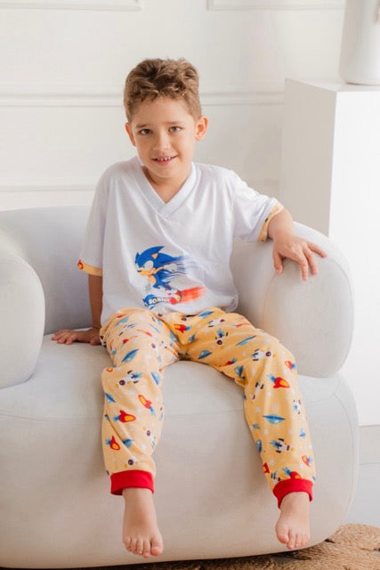 Niño Manga Corta Sonic Amarillo