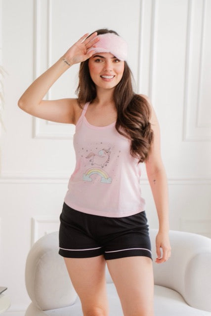 Short Algodón Unicornio Negro