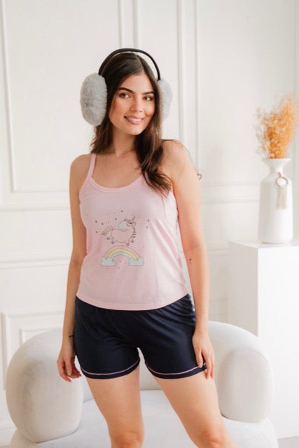 Short Algodón Unicornio Azul