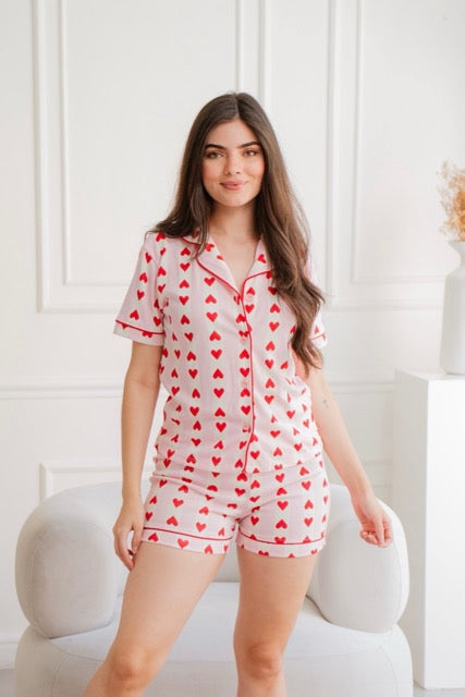 Short Botones Rayas Rosadas