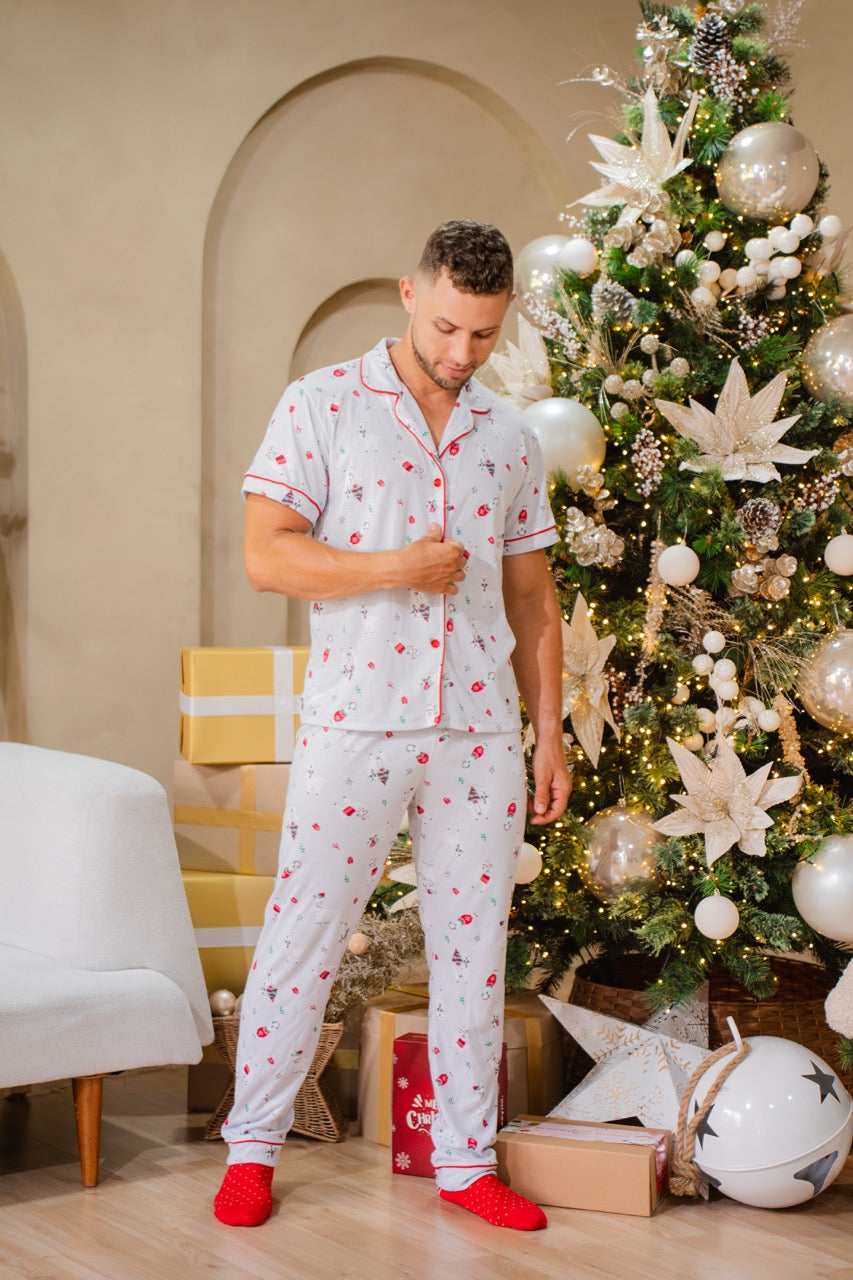 Pijama navideña de Botones Estampadas