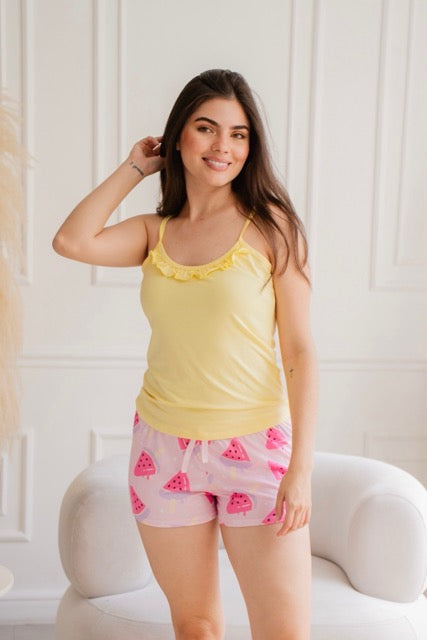 Short Acetato Golita Amarilla Sandias