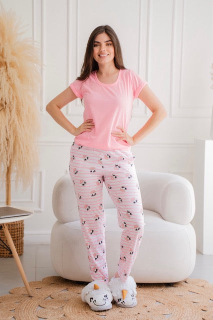 Pantalón Largo Algodón Cow Fuscia