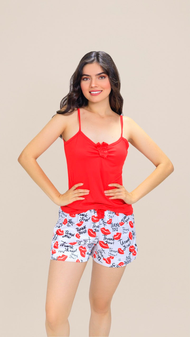 Pijama en Satin Moon Rojo