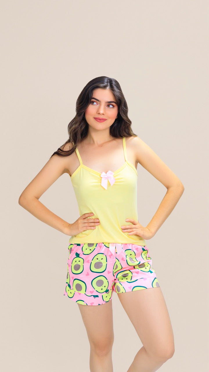 Pijama en Satin Moon Amarillo