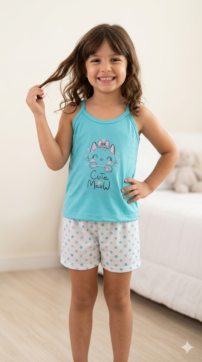 Niña Corta Cute Meow