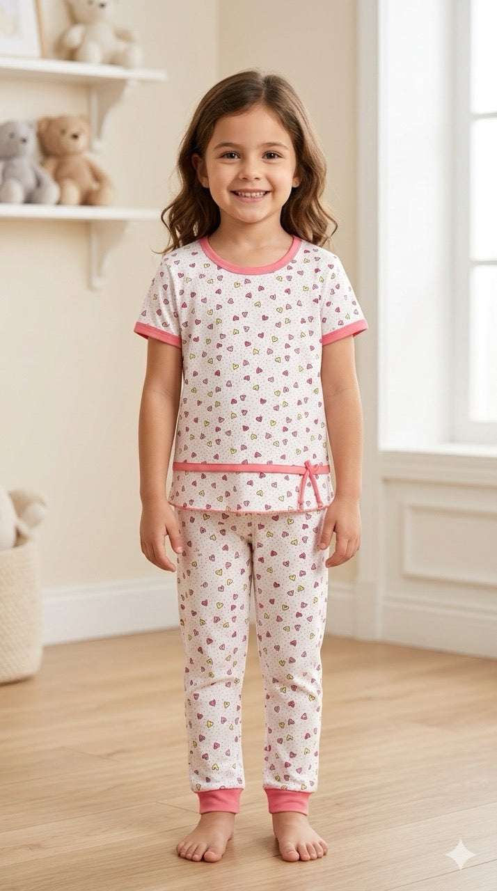 Niña Manga Corta Corazoncitos