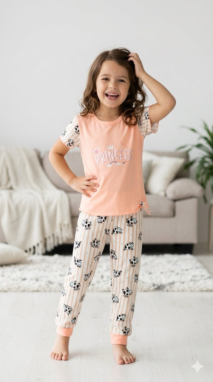 Niña Manga Corta Princess Naranja