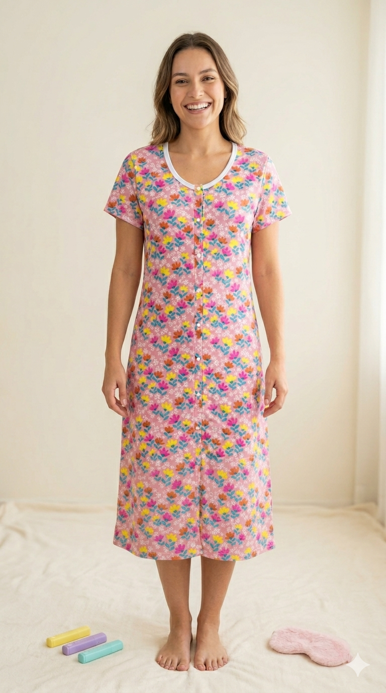 Vestido Algodón Señorial Botones Flores colores