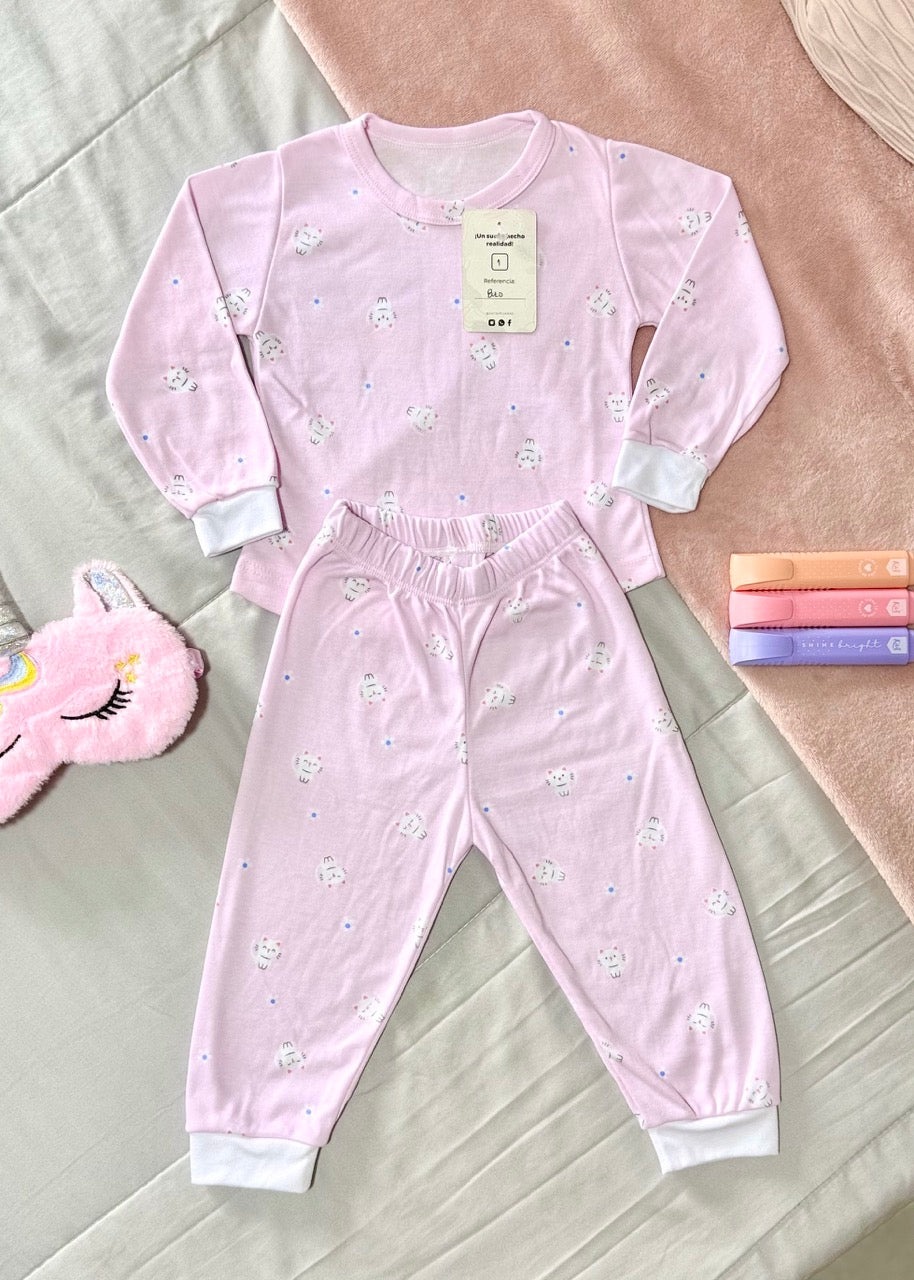 Niña Manga Larga Estampada Gatitos