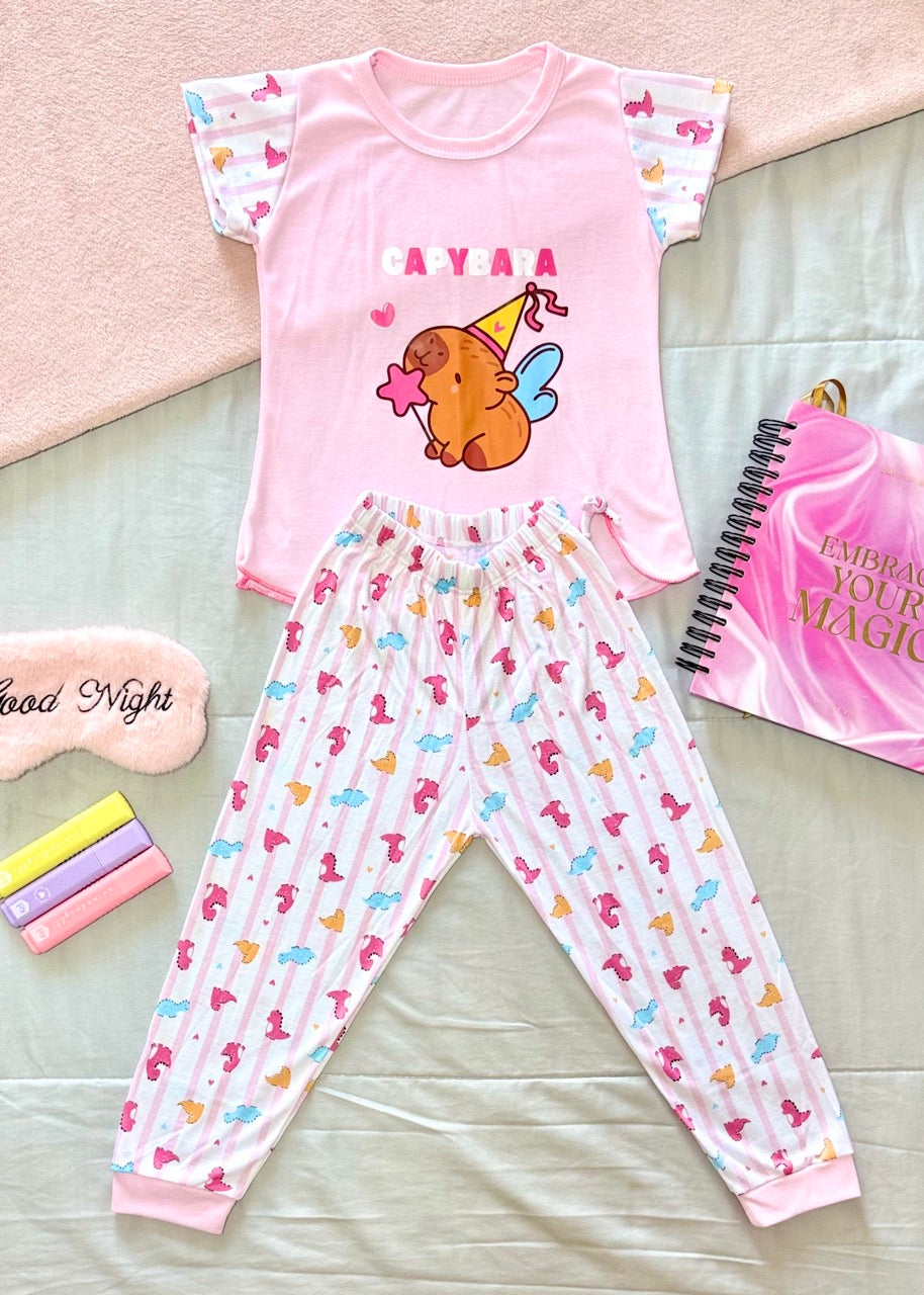 Niña Manga Corta Capibara Rayitas