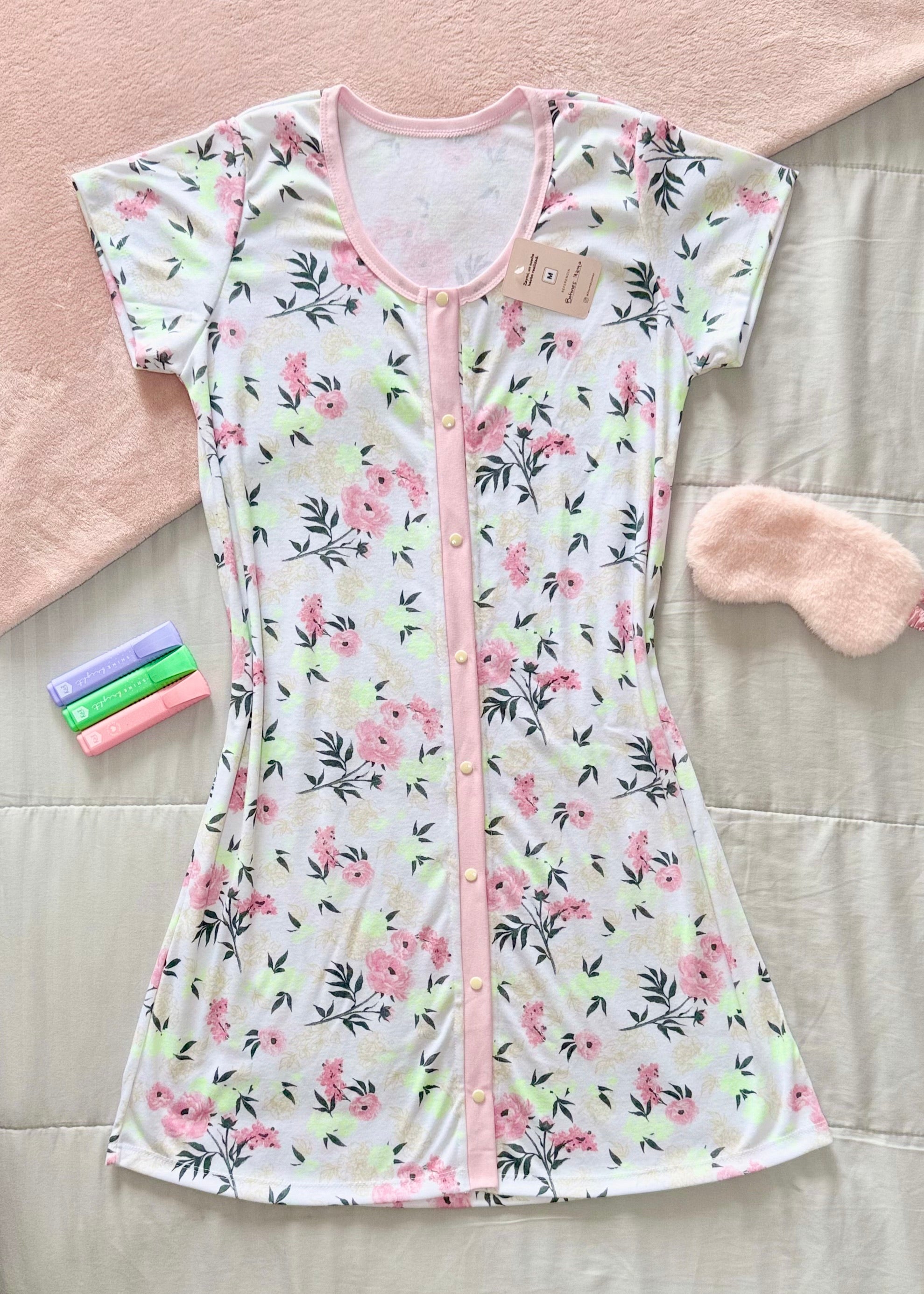 Vestido Algodón Señorial Botones Flores