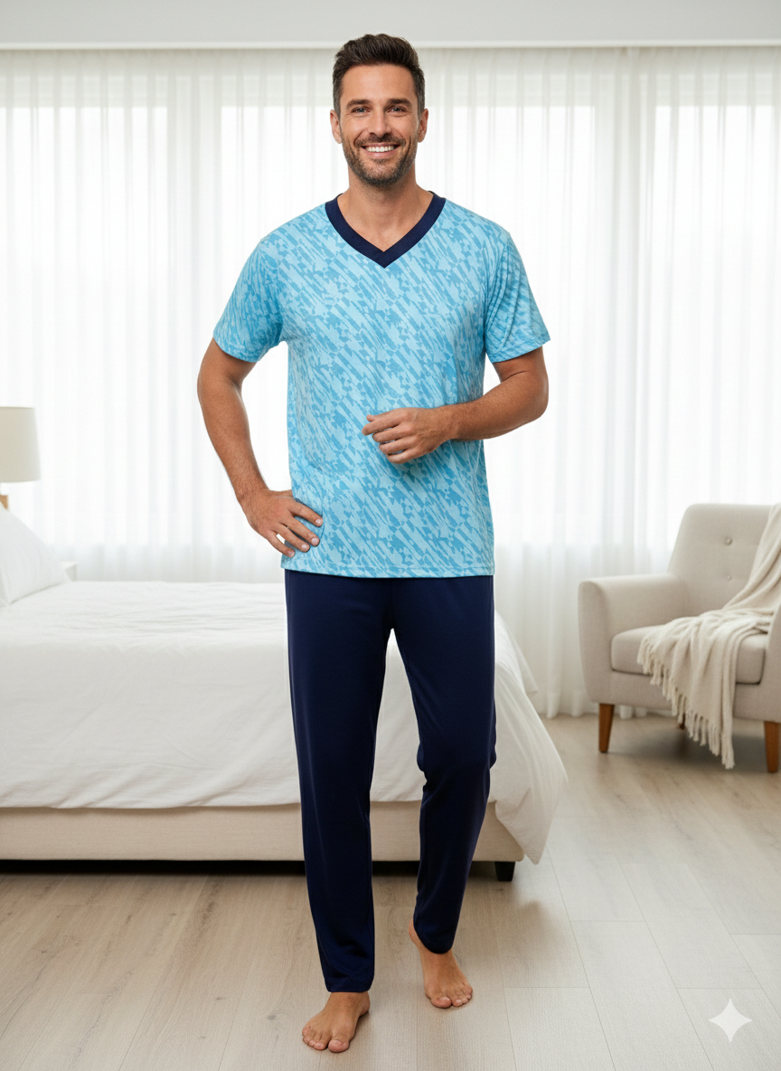 Hombre Pant Largo Azul Aguamarina