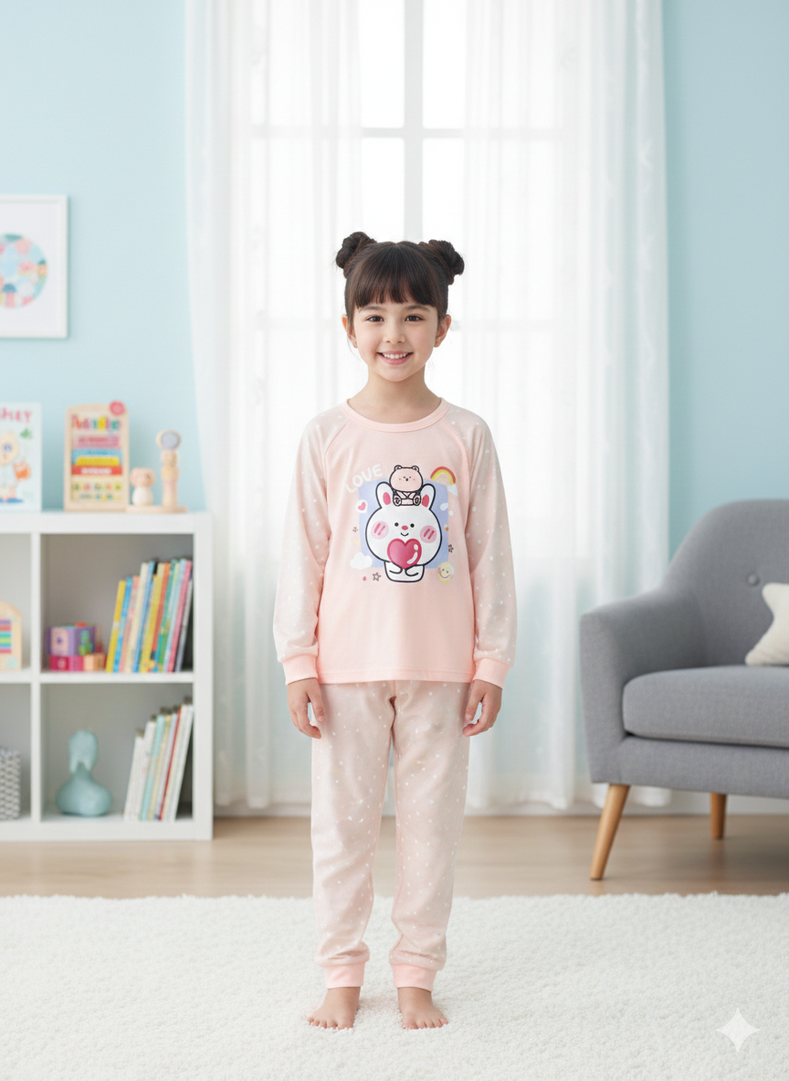 Niña Manga Larga Puntos Naranja Pastel